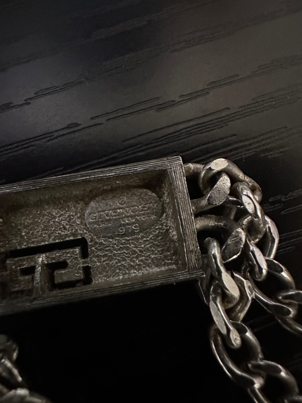 Givenchy Silver Tone Double Chain Signature Plaque Bracelet - Picture 3 of 5